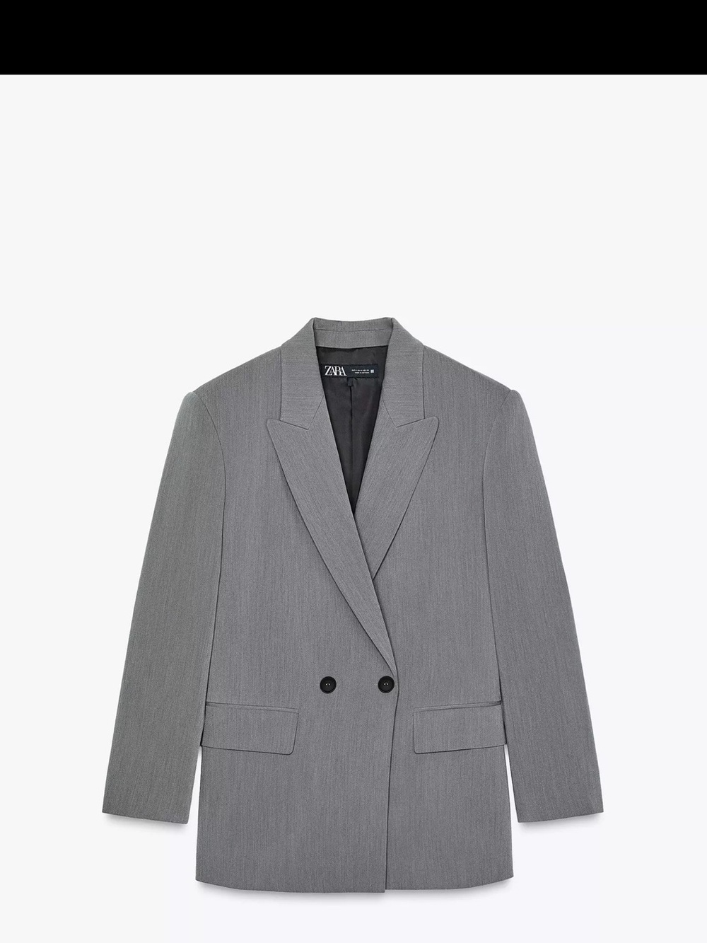 Zara Double-Breasted Light Gray Pinstripe Blazer